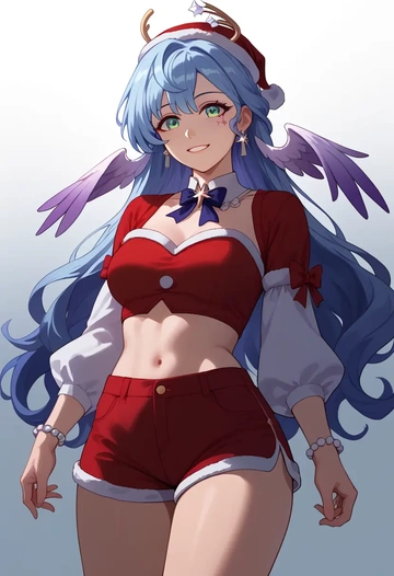 star rail,robin,Christmas,red velvet shorts  - AI generated anime art