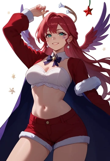 star rail,robin,Christmas,red velvet shorts  - AI generated anime art