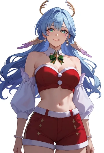 star rail,robin,Christmas,red velvet shorts  - AI generated anime art