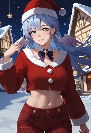 star rail,robin,Christmas,plaid trousers  - AI generated anime art