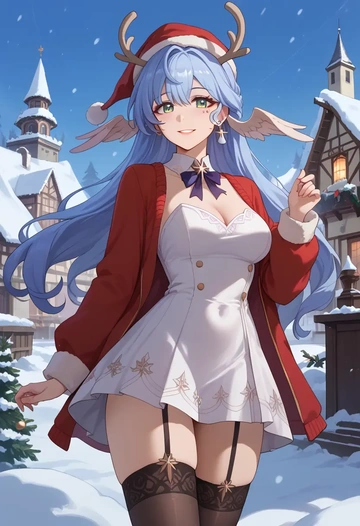 star rail,robin,sweater,stockings,Thigh garters  - AI generated anime art