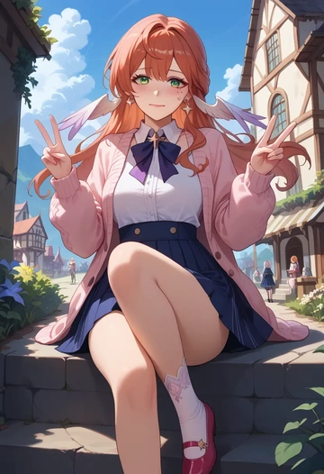 star rail,robin,spring,student uniform,light cardigan  - AI generated anime art