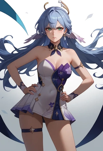 star rail,robin,silk slip dress,floral prints  - AI generated anime art