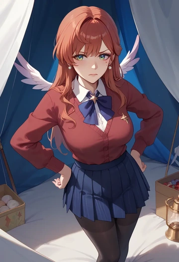 star rail,robin,winter,student uniform,cardigan  - AI generated anime art