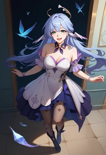 star rail,robin,shirt dress,belted,stockings  - AI generated anime art