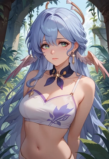 star rail,robin,crop top,athletic shorts  - AI generated anime art