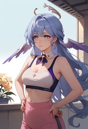 star rail,robin,sports bra,high-waisted leggings  - AI generated anime art