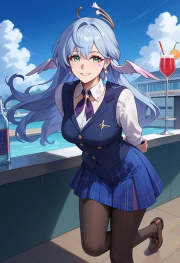 star rail,robin,winter,student uniform,vest  - AI generated anime art