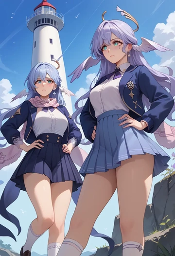 star rail,robin,spring,student uniform,cardigan  - AI generated anime art