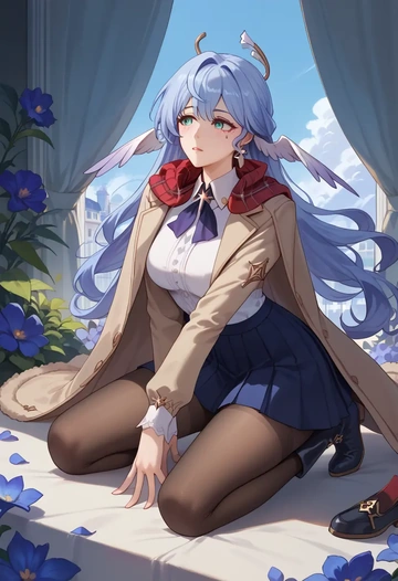 star rail,robin,winter,student uniform,fur-trimmed coat  - AI generated anime art