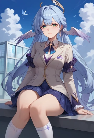 star rail,robin,spring,student uniform,blazer  - AI generated anime art