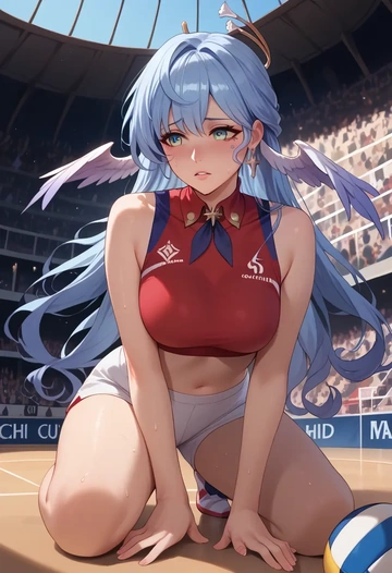 star rail,robin,volleyball uniform  - AI generated anime art