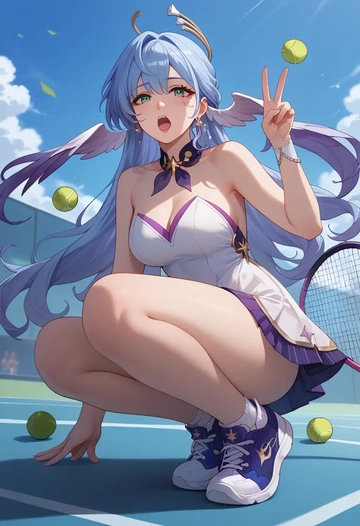 star rail,robin,tennis skirt  - AI generated anime art