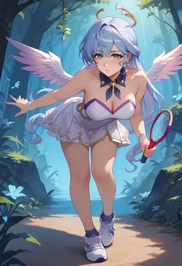 star rail,robin,tennis skirt  - AI generated anime art