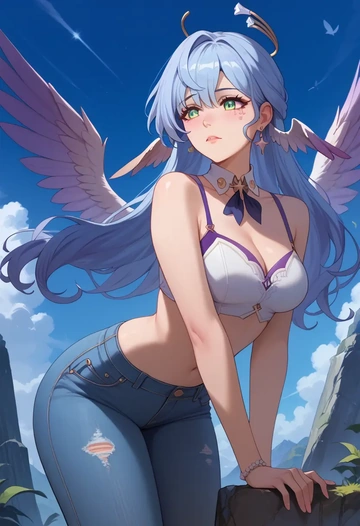 star rail,robin,crop top  - AI generated anime art