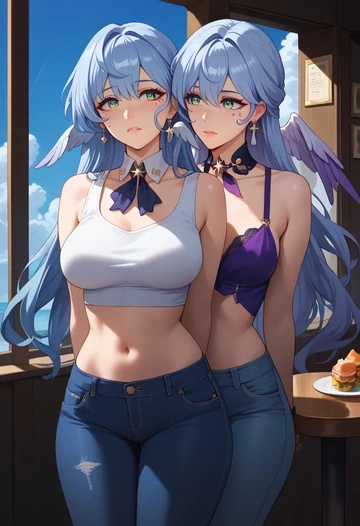 star rail,robin,crop top  - AI generated anime art