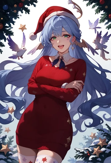 star rail,robin,Christmas,sweater dress,stockings  - AI generated anime art