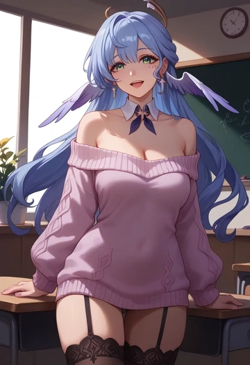 star rail,robin,off-shoulder,sweater  - AI generated anime art