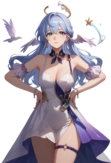 star rail,robin,silk slip dress  - AI generated anime art