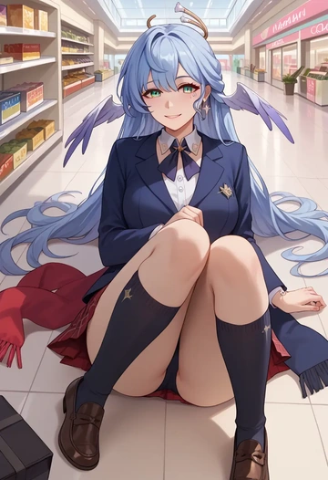 star rail,robin,winter,student uniform,plaid skirt  - AI generated anime art