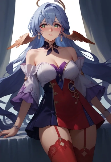 star rail,robin,collar,oversized,Thigh garters  - AI generated anime art