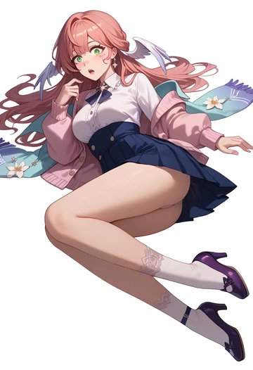 star rail,robin,spring,student uniform,light cardigan  - AI generated anime art