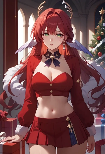 star rail,robin,Christmas,skirt  - AI generated anime art