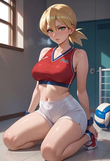 mega_man_(series),roll_(mega_man),volleyball uniform  - AI generated anime art