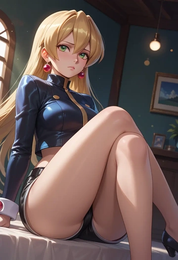 mega_man_(series),roll_(mega_man),leather,shorts  - AI generated anime art