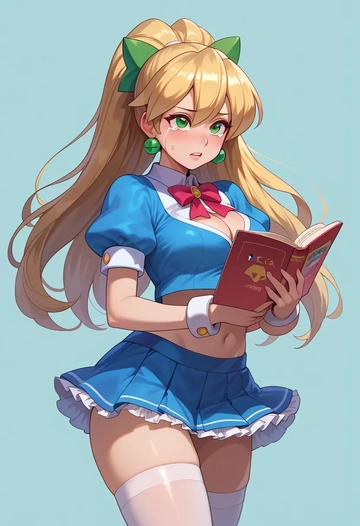 mega_man_(series),roll_(mega_man),mini skirt,stockings  - AI generated anime art