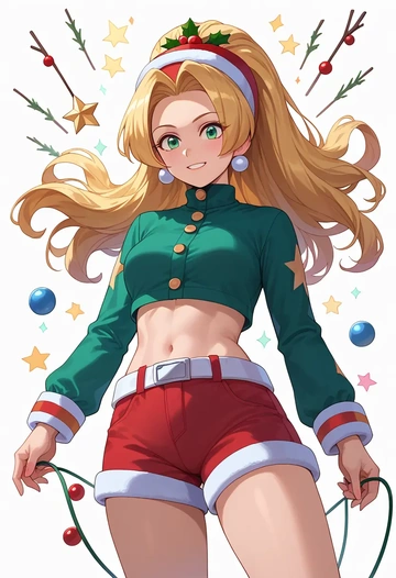 mega_man_(series),roll_(mega_man),Christmas,red velvet shorts  - AI generated anime art