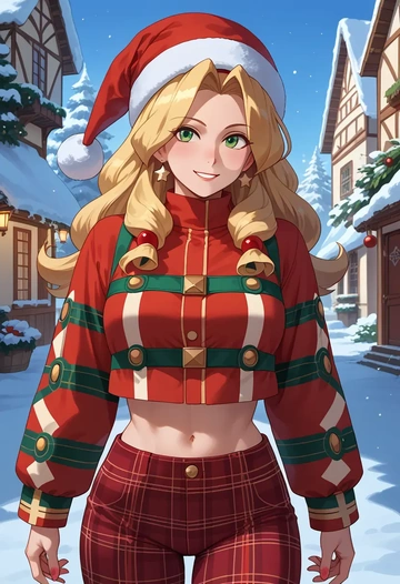 mega_man_(series),roll_(mega_man),Christmas,plaid trousers  - AI generated anime art