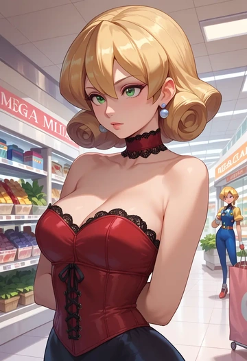 mega_man_(series),roll_(mega_man),vampire corset,lace blouse,velvet skirt  - AI generated anime art