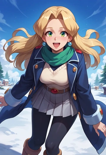 mega_man_(series),roll_(mega_man),winter,student uniform,puffer coat  - AI generated anime art