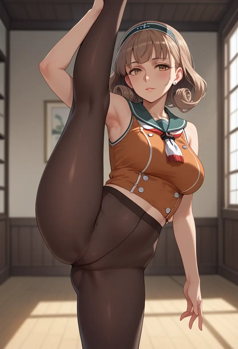 kantai_collection,roma_(kancolle),yoga, standing split,sexy,  - 