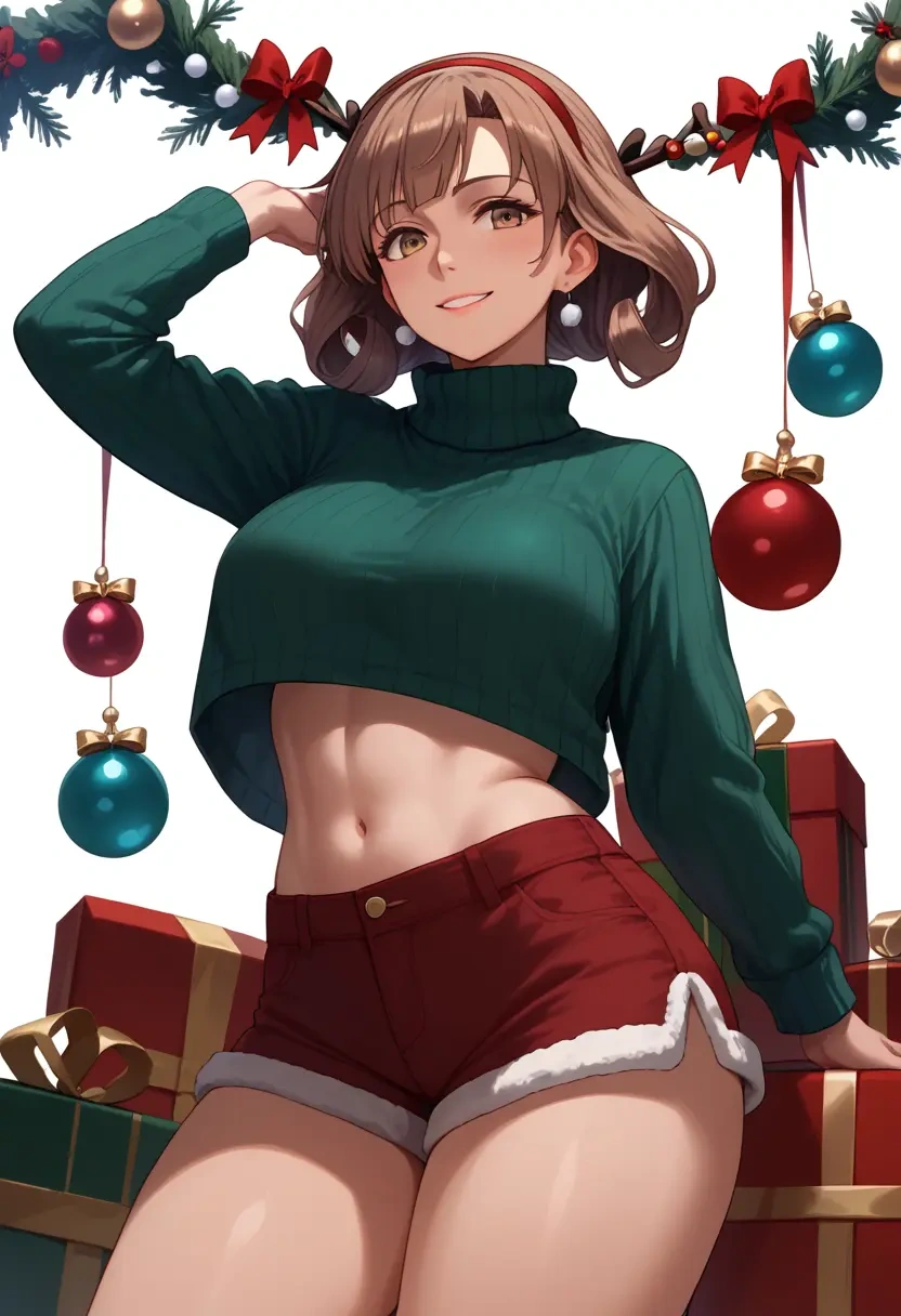 kantai_collection,roma_(kancolle),Christmas,red velvet shorts,turtleneck sweater  - 