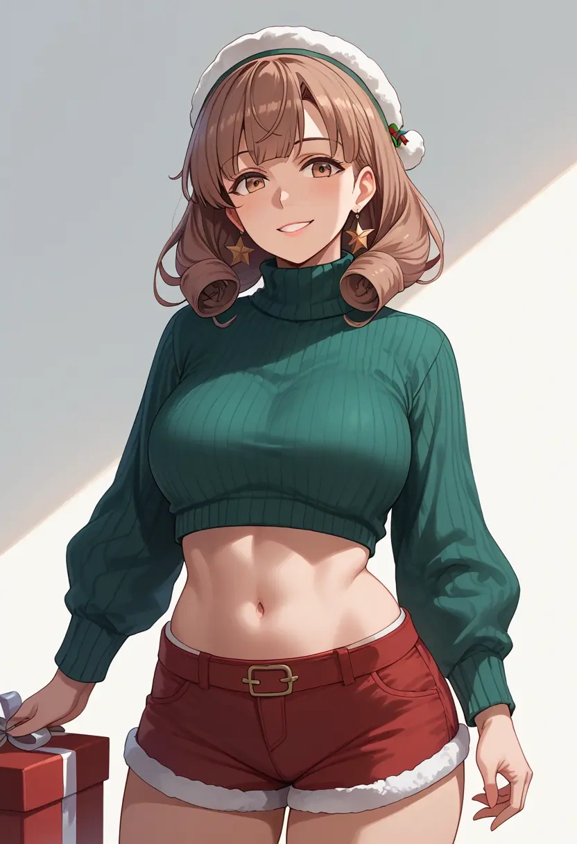 kantai_collection,roma_(kancolle),Christmas,red velvet shorts,turtleneck sweater  - 