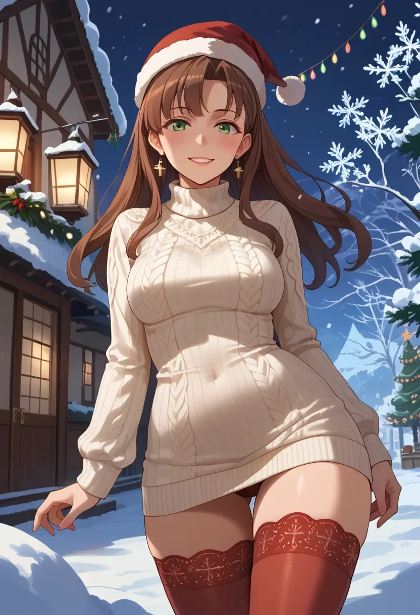 kantai_collection,roma_(kancolle),Christmas,sweater dress,stockings  - 