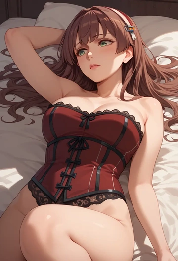 kantai_collection,roma_(kancolle),vampire corset,lace blouse,velvet skirt  - AI generated anime art