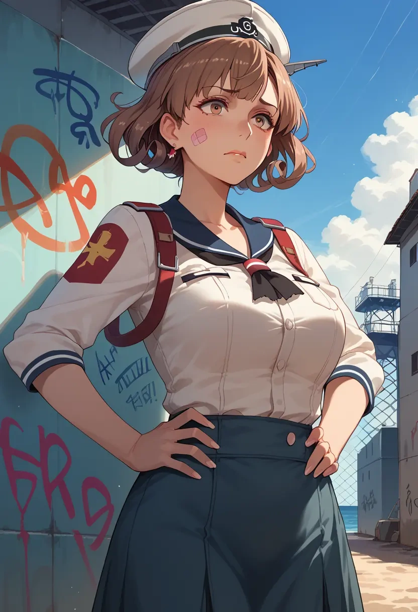 kantai_collection,roma_(kancolle),patchwork graffiti top,dolphin shorts  - 