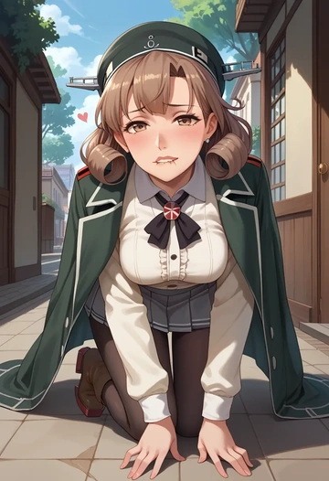 kantai_collection,roma_(kancolle),winter,student uniform,duffle coat  - AI generated anime art