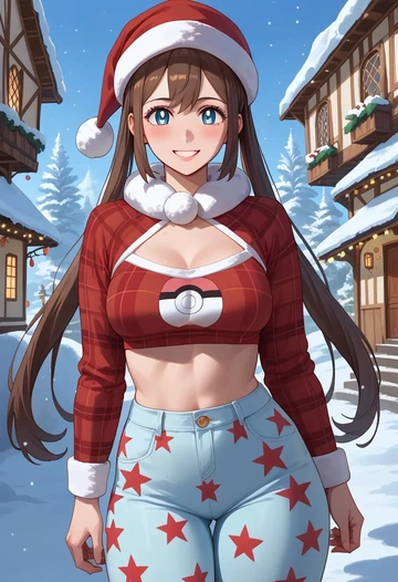 pokemon,rosa_(pokemon),Christmas,plaid trousers  - AI generated anime art