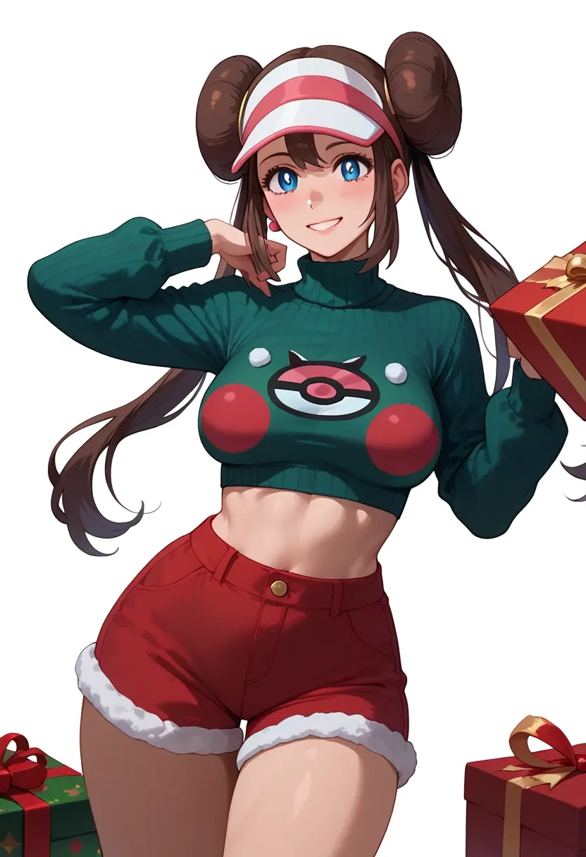 pokemon,rosa_(pokemon),Christmas,red velvet shorts,turtleneck sweater  - 