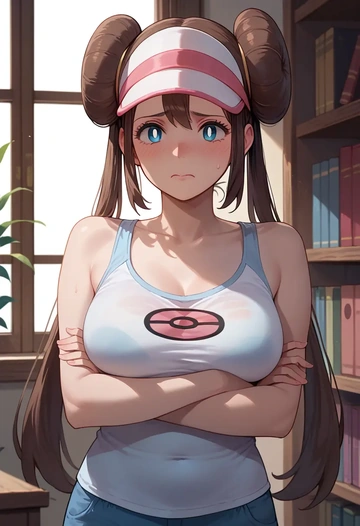 pokemon,rosa_(pokemon),tank top,mesh,cycling shorts  - AI generated anime art