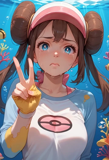 pokemon,rosa_(pokemon),paint-splatter blouse,dolphin shorts  - AI generated anime art