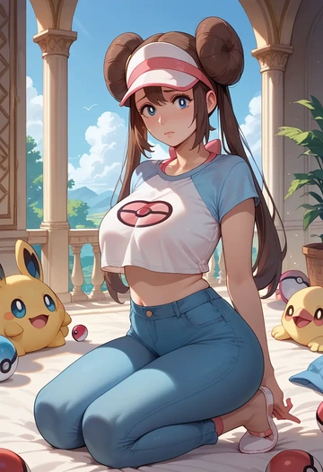 pokemon,rosa_(pokemon),crop top,athletic shorts  - AI generated anime art