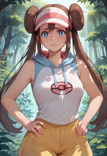 pokemon,rosa_(pokemon),sleeveless hoodie,biker shorts  - AI generated anime art