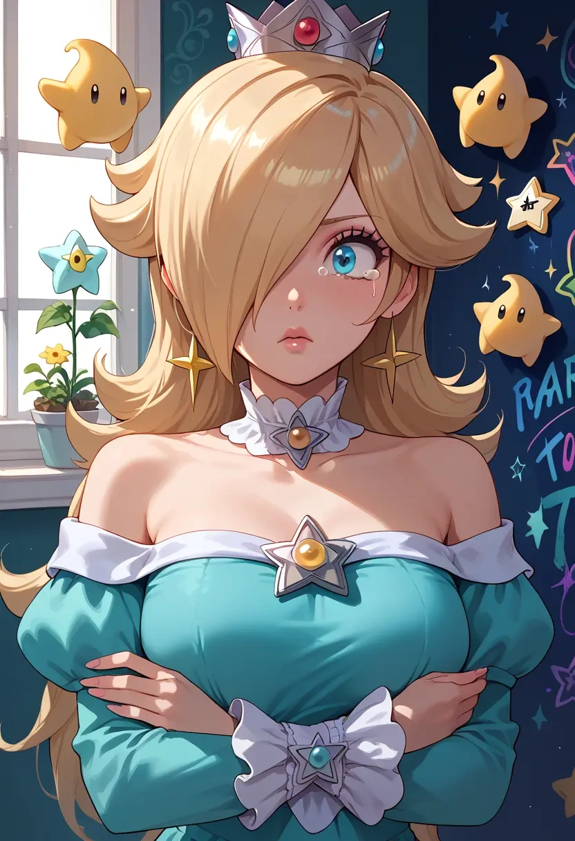 mario_(series),rosalina,silk graffiti shirt,dolphin shorts  - 