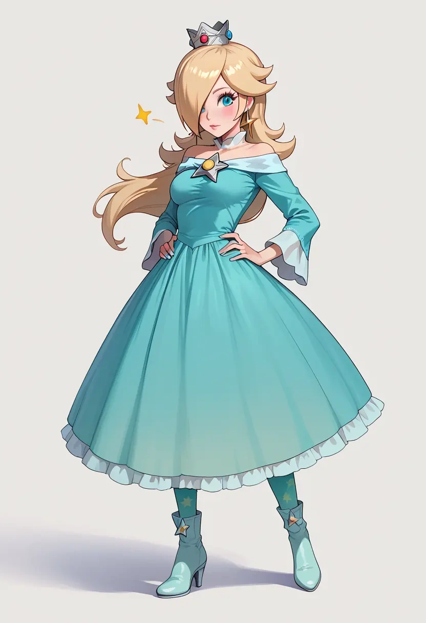 mario_(series),rosalina,shirt dress,belted,stockings  - 