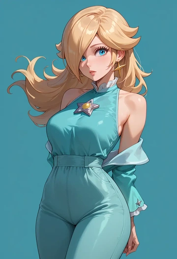 mario_(series),rosalina,jumpsuit,sleeveless,flare pants  - AI generated anime art